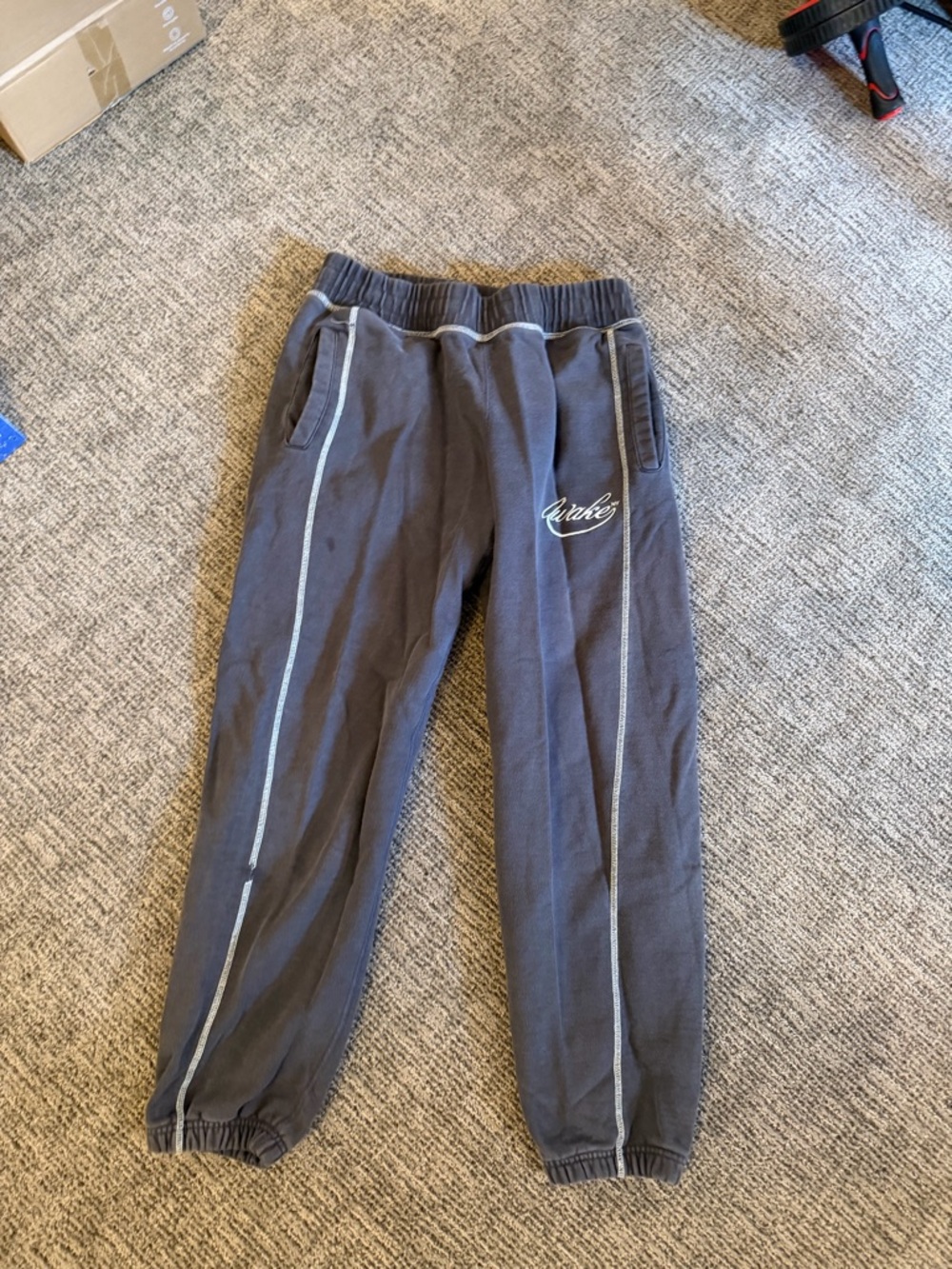 Awake NY Gray Sweatpants with White Piping